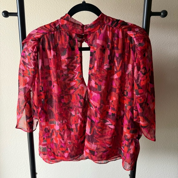 Misa Los Angeles Red Abstract Blouse - Picture 2 of 4